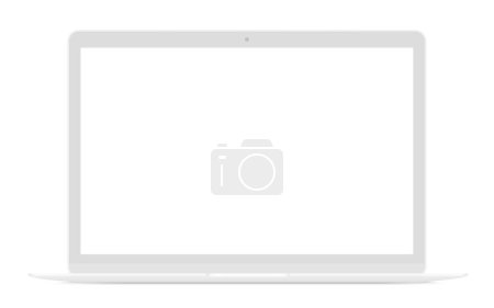 Téléchargez les illustrations : Réaliste mince ordinateur portable blanc ultrabook maquette illustration vectorielle - en licence libre de droit