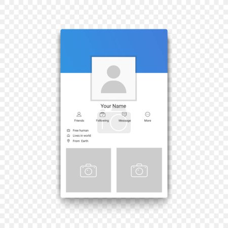 Photo for Social network mobile app profile template on the transperant alpha background - Royalty Free Image