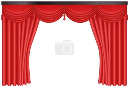 Photo for Realistic Red silk curtains backdrop entrance vector illustration - Royalty Free Image
