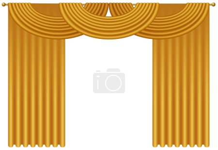 Photo for Realistic vector golden luxury curtains and draperies isolated - Royalty Free Image