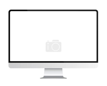 Illustration for Trendy realistic thin frame silver monitor mock up with blank white screen isolated - Royalty Free Image