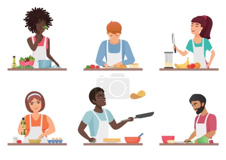 Photo for Cartoon people cooking set isolated vector illustration - Royalty Free Image