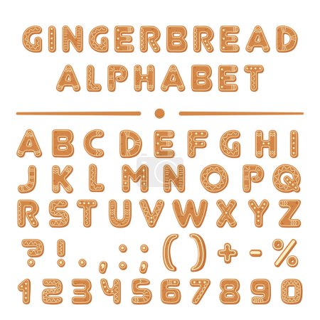 Photo for Christmas cartoon gingerbread cookies font alphabet collection - Royalty Free Image