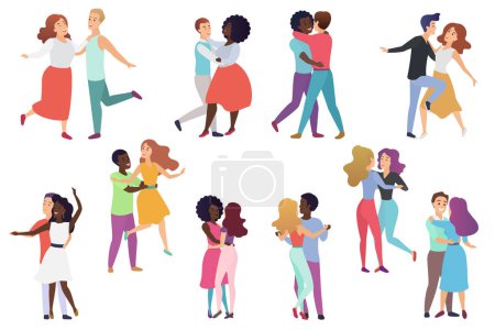 Photo for Male and female pairs of dancers. Men and women couple, Group of happy dancing people. People dance party vector illustration - Royalty Free Image