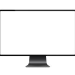Realistic black modern thin frame display computer monitor vector illustration