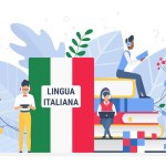 Online Italian language courses, remote school or university concept