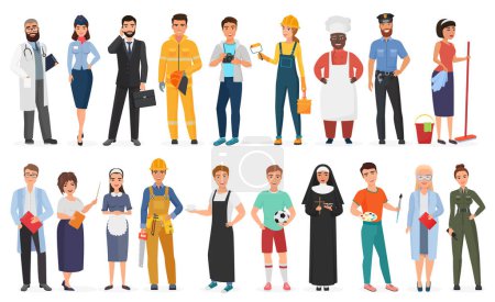 Photo for Collection of men and women people workers of various different occupations or profession wearing professional uniform set vector illustration - Royalty Free Image