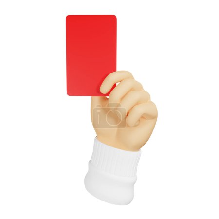 Foto de Mano 3d sosteniendo una tarjeta roja, ilustración 3d aislada sobre un fondo blanco - Imagen libre de derechos