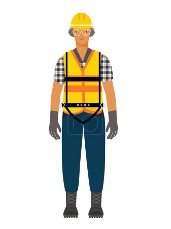 Téléchargez les illustrations : Isolated of a construction worker man wearing personal protective equipment. - en licence libre de droit