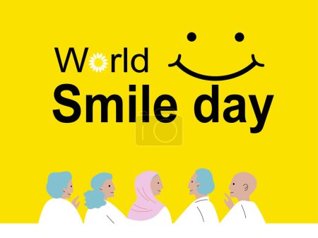 Illustration for World Smile Day banner. design for poster and banner for website. flat vector illustration. - Royalty Free Image