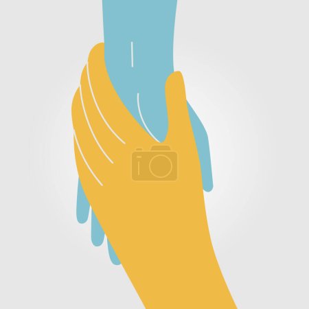 Illustration for Light color of holding hands flat vector illustration. helping and support concept. - Royalty Free Image