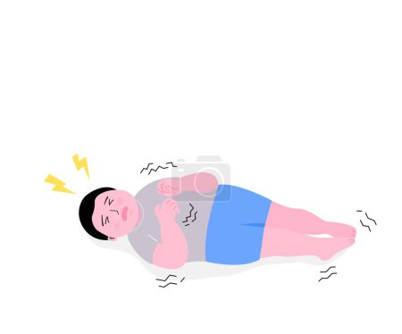 Ilustración de Isolated of a boy with epileptic seizures, flat vector illustration. - Imagen libre de derechos