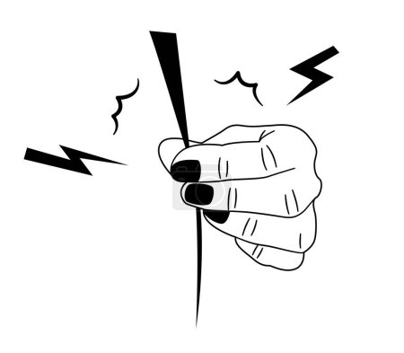 Ilustración de Isolated of human's hand with hair pulling disorder, Body focused repetitive behaviors (BFRBs) symptom. Flat vector illustration. - Imagen libre de derechos