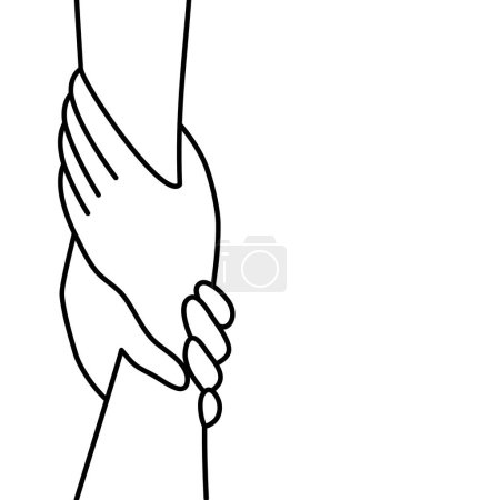 Illustration for Outline of holding and helping hands. helping and support concept. - Royalty Free Image