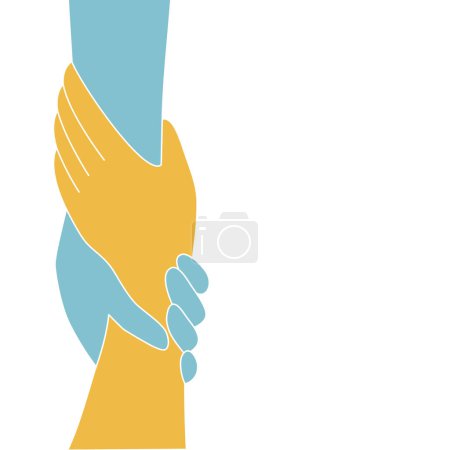 Illustration for Light color of holding hand in flat vector illustration. helping and support concept. - Royalty Free Image
