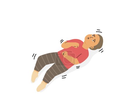 Isolated of a child boy with epileptic seizures, flat vector illustration.