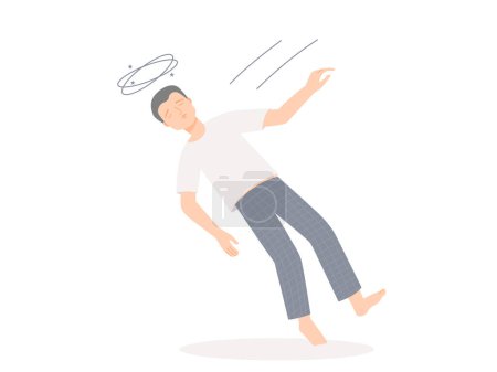 Illustration for Isolated of a fainting man in flat vector illustration. - Royalty Free Image