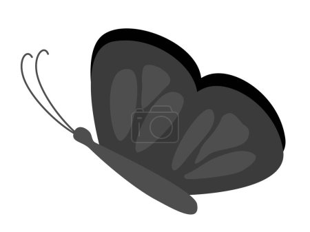 Illustration for Isolated of a black butterfly, flat vector illustration. - Royalty Free Image