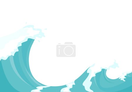 Illustration for Illustration of plunging waves, flat vector. - Royalty Free Image