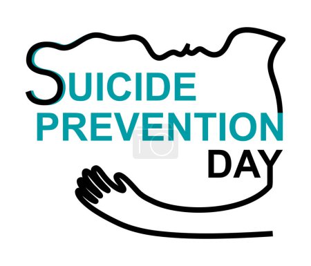 World suicide prevention day with hand holding a word in flat vector.
