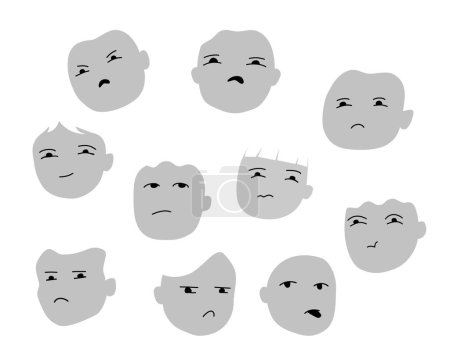 Set of human faces with negative expression.