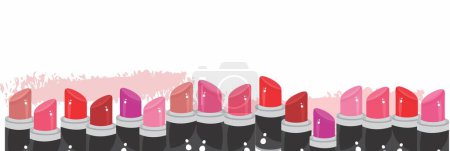 Ilustración de Borde decorativo de lápiz labial de diferentes tonalidades - Imagen libre de derechos