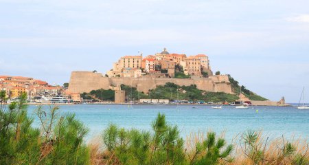 Foto de View of Calvi, medieval capital of Balagne, known for its famous 13th century Genoese citadel built on a rocky promontory, surely one of the most beautiful towns in Corsica - Imagen libre de derechos