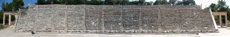 Téléchargez les photos : Curious developed view of the theater of Epidaurus built in honor of the physician god Asclepius. It is renowned for its exceptional acoustics and served as a model for many other Greek theaters - en image libre de droit