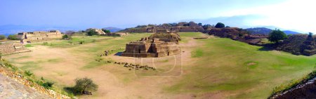 Photo for Monte Alban, located near Oaxaca City, Mexico is an important archaeological site that reached its peak during the Zapotec period but is believed to have been founded by the Olmec people - Royalty Free Image