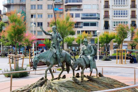 Photo for This bronze statue of Don Quixote on horseback and his faithful companion, Sancho Panza, is the work of the Spanish sculptor Lorenzo Coullaut - Valera and dates from 1929 - Royalty Free Image