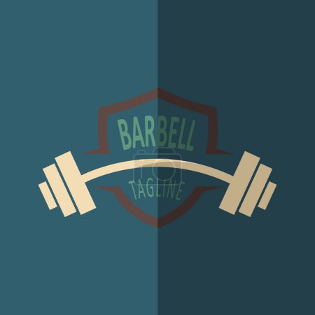 Illustration for Shield and barbell vector. Sports inspirational poster. Vector design for gym, textiles, posters, t-shirts, covers, banners, cards, cases, etc. - Royalty Free Image