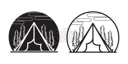 Téléchargez les illustrations : Tente de camping silhouette vectorielle. icônes de camping pour logo, web, ui. - en licence libre de droit
