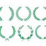 Green wreaths for awards set, achievements, coats of arms, nobility. Vector illustration.