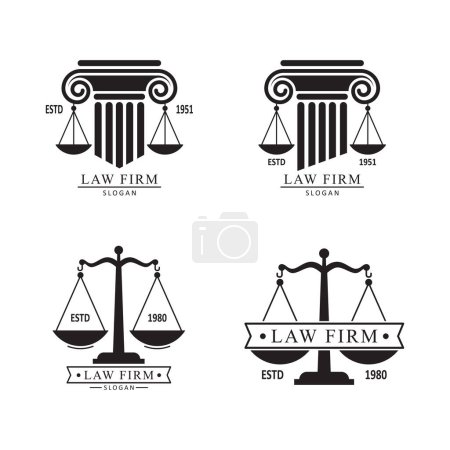 Vector Justice and lawyers silhouette sign, courts and authorities logo
