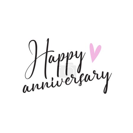 Illustration for Happy anniversary text, dark yellow with a yellow line in the middle. Vector illustration. - Royalty Free Image