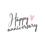 Happy anniversary text, dark yellow with a yellow line in the middle. Vector illustration.