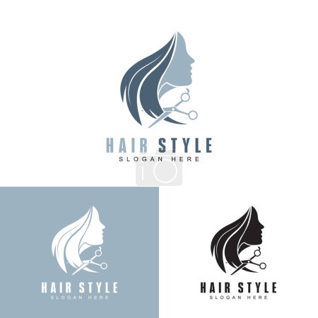 Téléchargez les illustrations : Hair salon logo design template. - en licence libre de droit