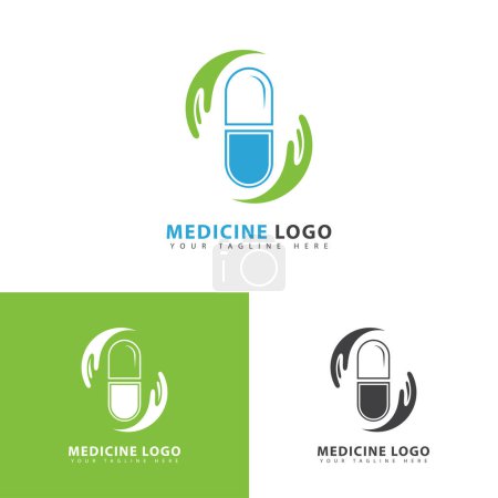 Ilustración de Plantilla de diseño de logotipo de medicina de hierbas cápsula - Imagen libre de derechos
