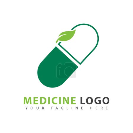 Ilustración de Plantilla de diseño de logotipo de medicina de cápsula a base de hierbas. - Imagen libre de derechos