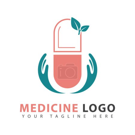Ilustración de Icono de medicina cápsula logo vector ilustración. - Imagen libre de derechos
