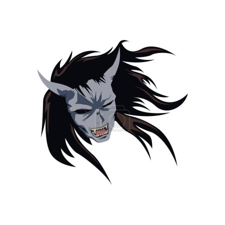 Devil face character design dans anime dessin animé, illustration vectorielle.