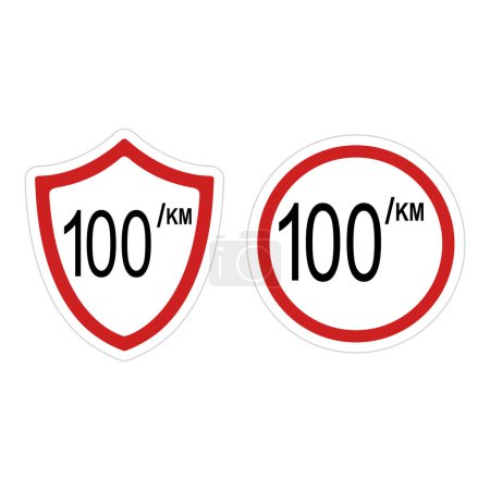 Illustration for Maximum speed limit 100 km sign, vector illustration - Royalty Free Image
