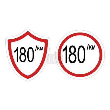Illustration for Maximum speed limit 180 km sign, vector illustration - Royalty Free Image
