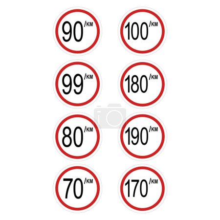 Illustration for Maximum speed limit set sign, vector illustration - Royalty Free Image