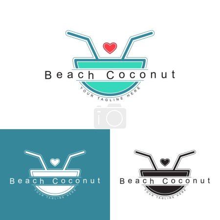 Ilustración de Plantilla abstracta de diseño de vector de logotipo de coco de playa. - Imagen libre de derechos