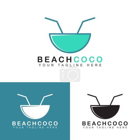 Ilustración de Plantilla abstracta de diseño de vector de logotipo de coco de playa. - Imagen libre de derechos