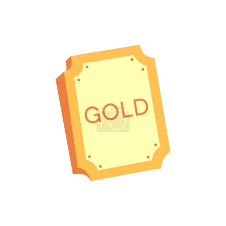 Vector placa de oro 3d, signo de dibujos animados aislado fondo blanco.
