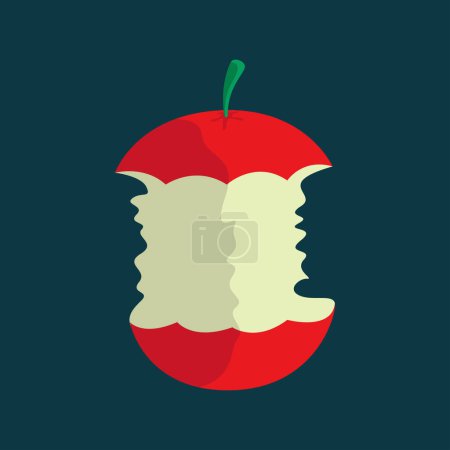 Téléchargez les illustrations : Illustration vectorielle principalement mangée du noyau de pomme. - en licence libre de droit
