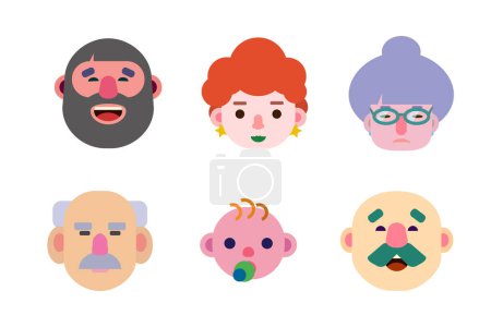 Téléchargez les photos : Avatars - 6 visages de personnages plats drôles. Pour les réseaux sociaux et les applications téléphoniques. - en image libre de droit