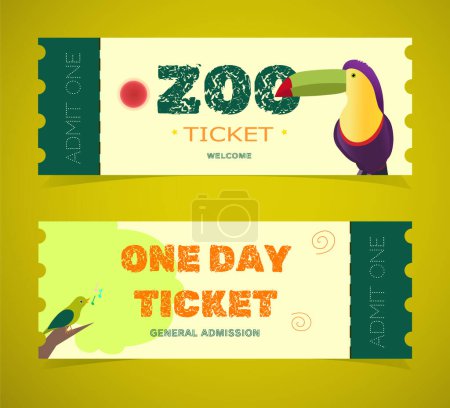 Photo for Flyer, ticket, pass to the zoo. Double sided design. Picture of birds - Royalty Free Image